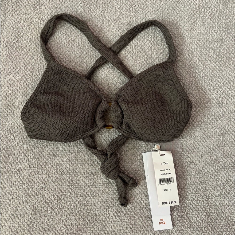 PQ Swim Bikini Top Size Small NWT | PILYQ Bikini Top | PQ Swim Grey Bikini Top -